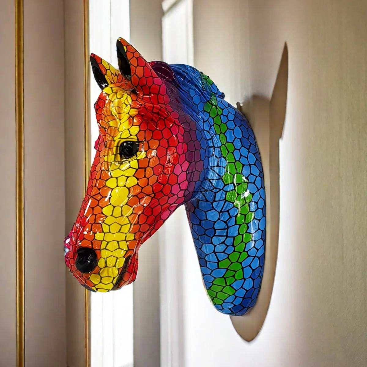 

Home Decoration Colorful Horsehead Wall Hanging Ornament Living Room Decoration Entrance Decoration Resin Crafts