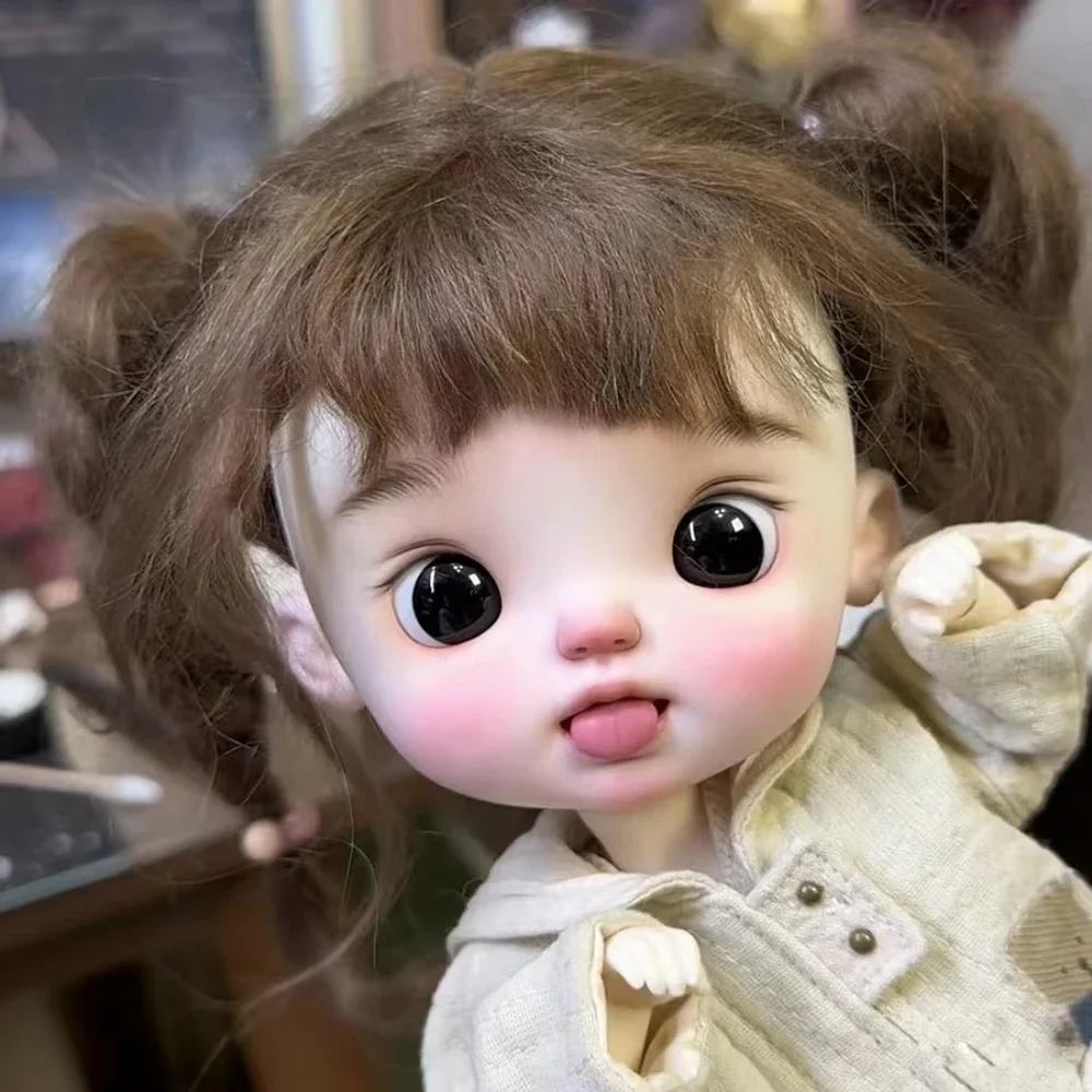 Double Eyelid and Single Eyelid Girl Doll, Resin Toy, 1:6 Tongue Out Girl, Birthday Gift, Novo, Spot Makeup, Frete Grátis, 25cm