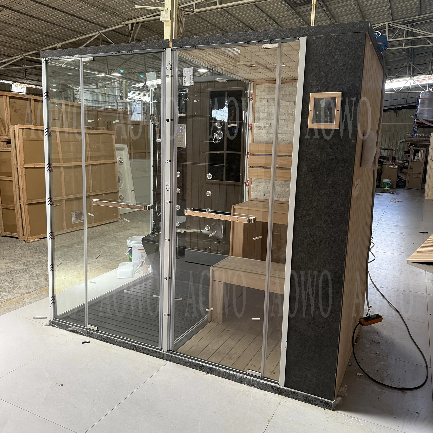Sala de vapor seca independiente y habitación prefabricada de vapor húmedo Harvia Sauna Si Cámara Cu Hamman Pietre Pentru Terapie Cu Sare