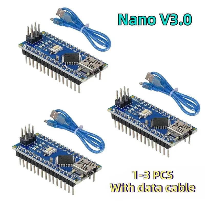 1-3PCS Compatible with Nano V3.0 CH340 Improved Atmega328P Mini USB To TTL with Data Cable Controller Board Module for Arduino