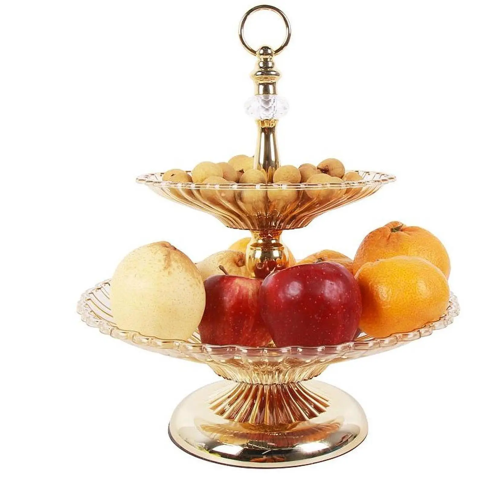 2 Layer Serving Plate Display Platter Tiered Fruit Tray for Family Event