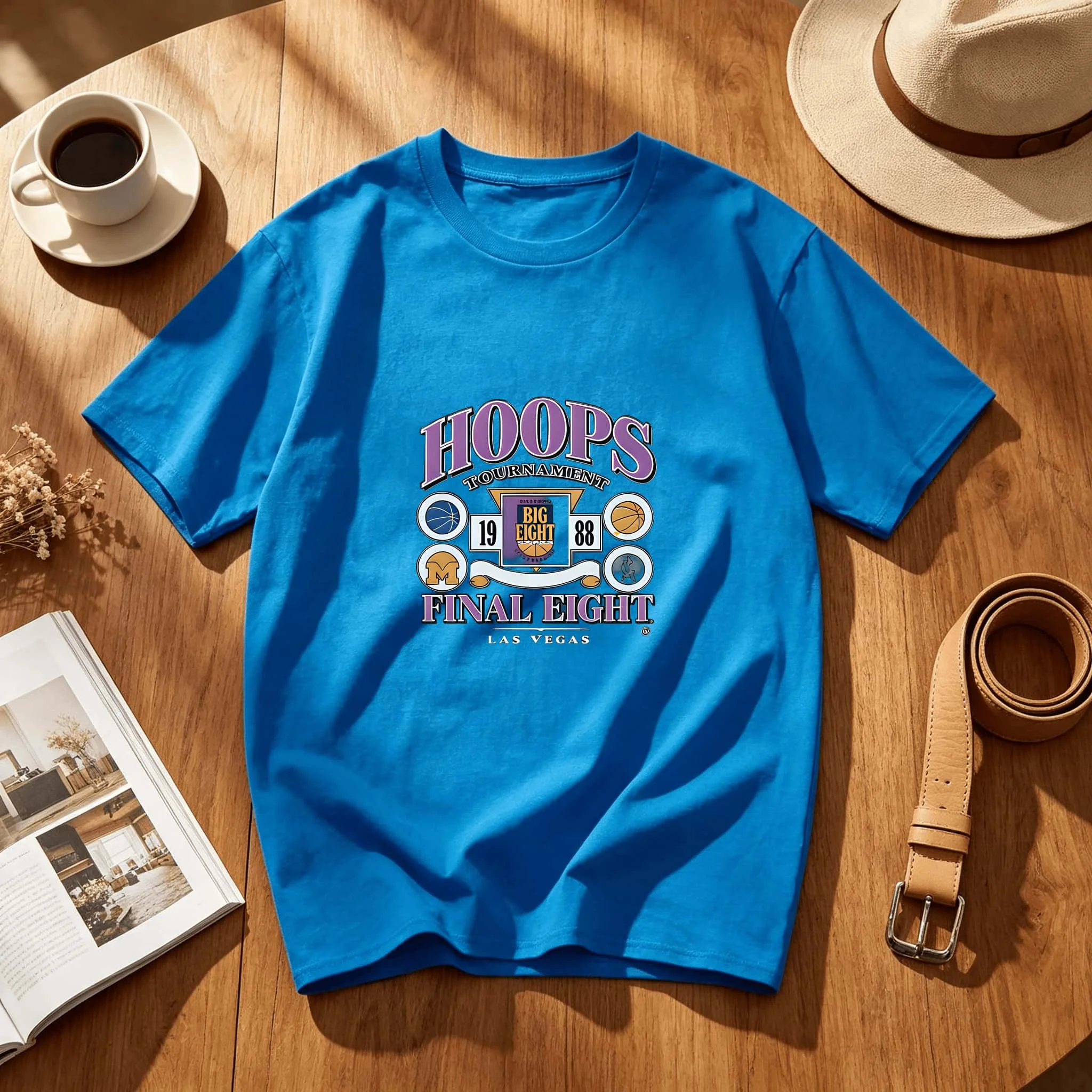 Vintage Big Eight Basketball Tournament Emblem Logo Trendy Harajuku Style Fashion Tee