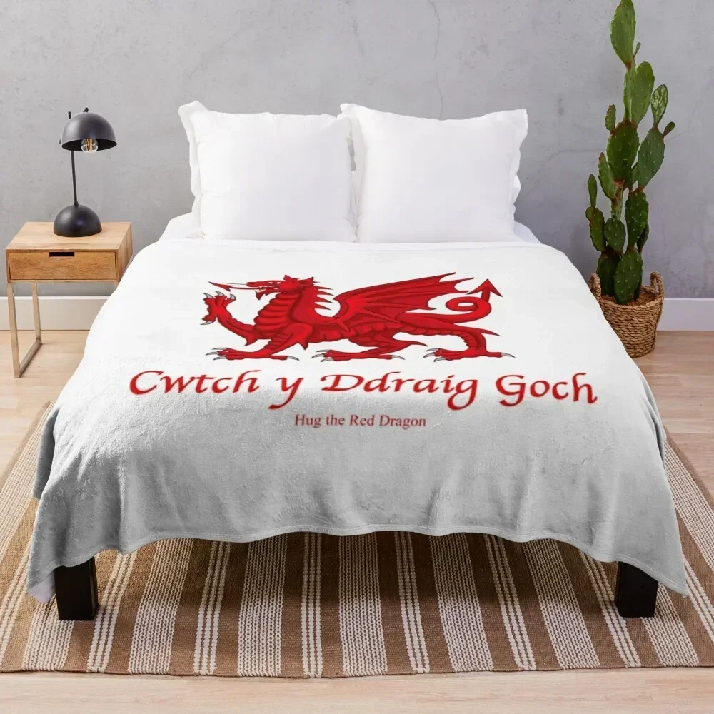 Welsh Red Dragon T-ShirtCwtch y Ddraig Goch - Hug the Red Dragon Throw Blanket Winter beds Luxury Hairys Blankets