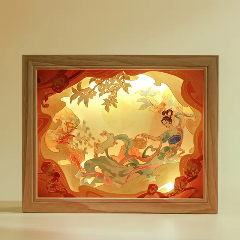 for  Handmade 3D Paper Engraved Frame Painting with LED Lights Wall Art Home Decoration Custom Cross Music  Printing