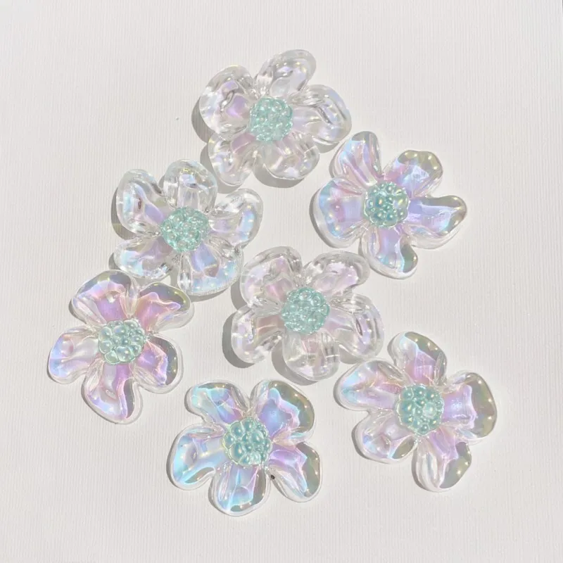 20pcs 36mm Transparent Flower Acrylic Patch Flat Back Resin Cabochons Diy Phone Case Hair Clip Jewelry Crafts Accessories