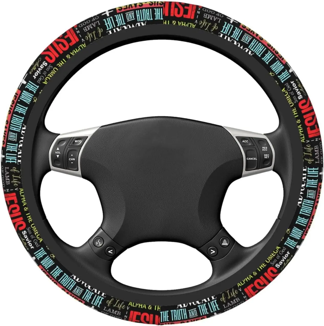 Jesus Cross Steering Wheel Cover Universal 15 Inch Car Accessories Protector for Women Men