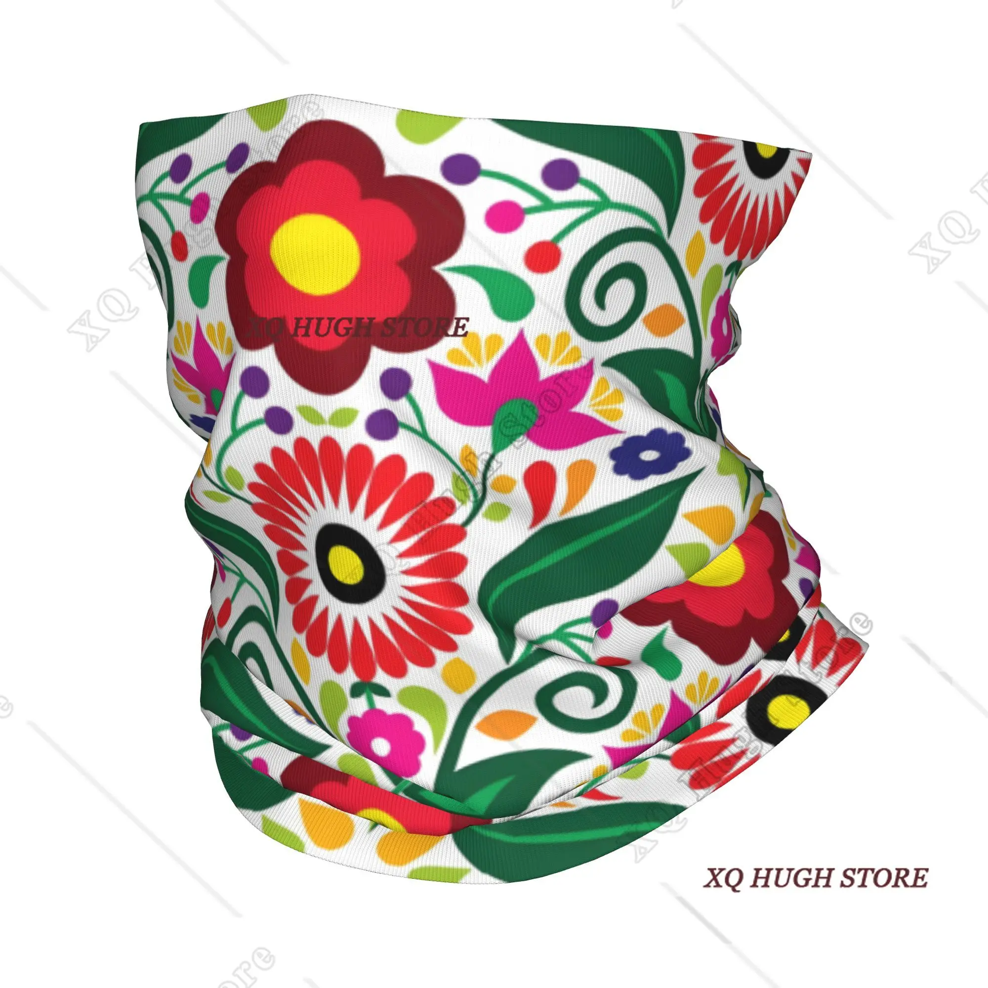 

Изготовленная на заказ бандана с мексиканскими народными цветами, зимняя теплая повязка на шею, мужской ветрозащитный шарф для лица, повязка на голову с гетрами для пешего туризма