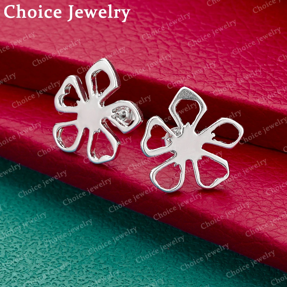 

Серьги-гвоздики из стерлингового серебра 925 пробы с сердечками и цветами для женщин, модные изящные украшения, аксессуары для вечеринок, помолвок и свадеб