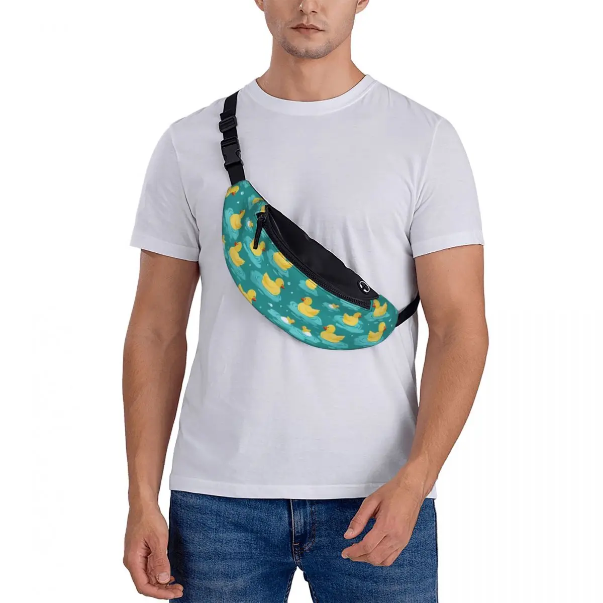 Casual Rubber Ducks Padrão Fanny Pack, Desenhos Animados, Crossbody, Waist Bag, Phone Money Pouch, Ciclismo, Camping, Homens, Mulheres