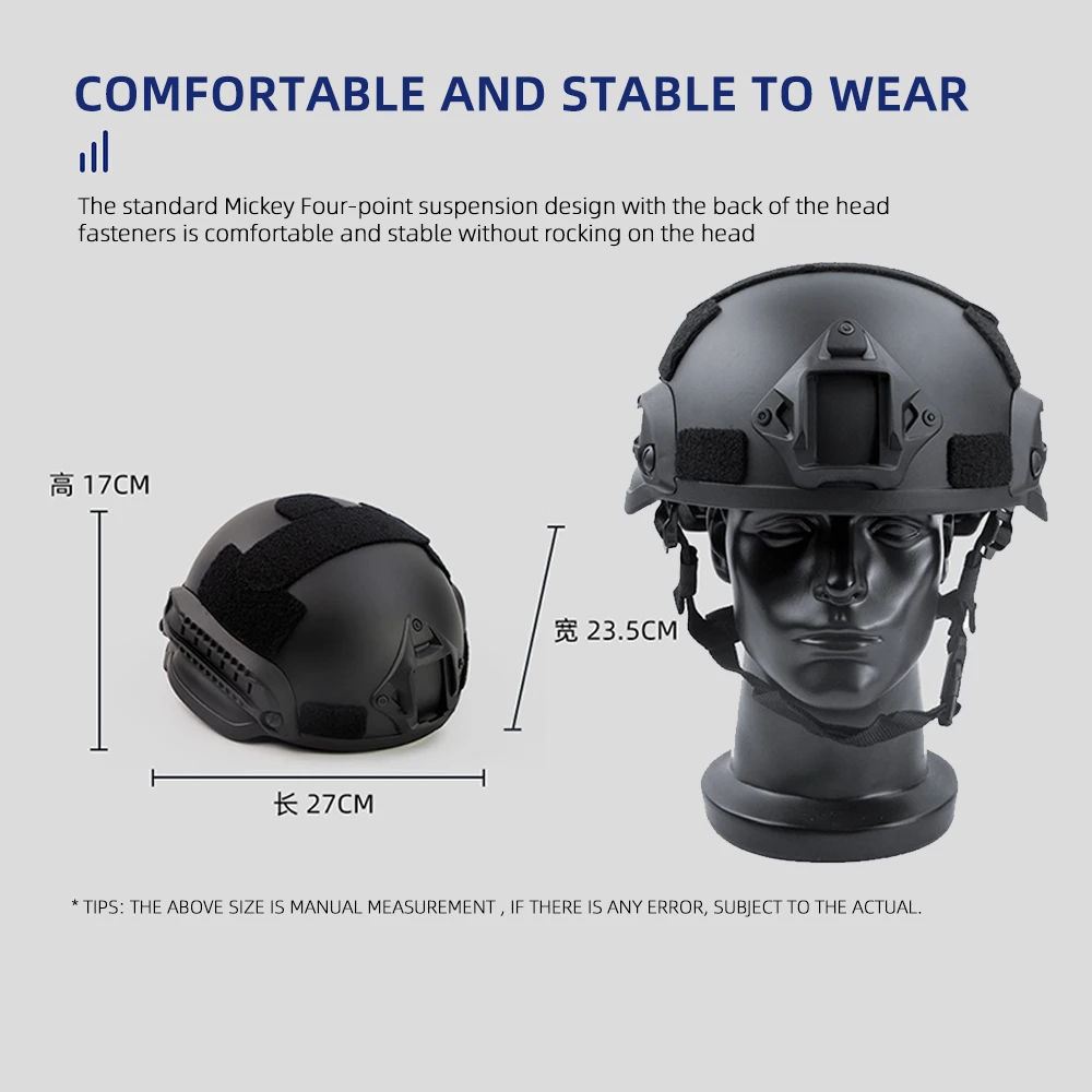 BOOIU Tactical MICH 2002 Helmet Lightweight Helmets ABS Thickness Outdoor Training CS Hunting Riding Safety Protective Equipment