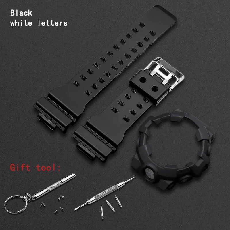 Soft Resin Watch Strap Bezel for GA700 GA-700SK GA710 GA735 Watchband Case Men Watch Band Case Rubber Bracelet