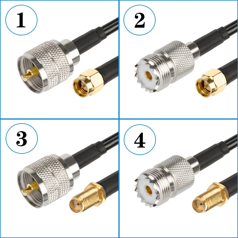 Imagem -03 - Conector Reto Coaxial rf Cabo de Plugue Macho Uhf para Sma So239 Pl259 Conector Fêmea para Ficha Sma Rg58 03 M30m