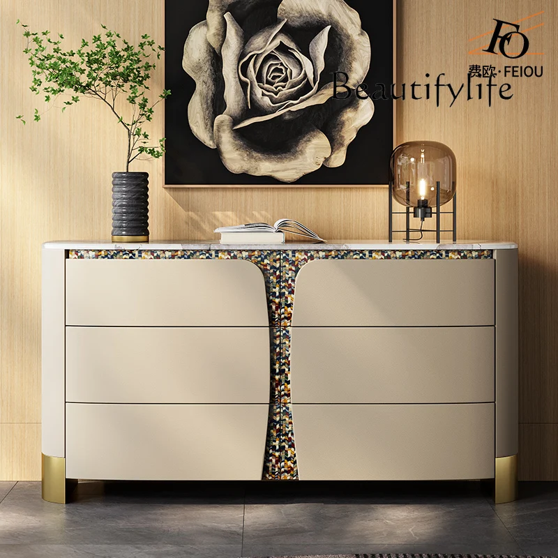 

Premium light luxury chest dining edge Italian custom marble bedroom TV cabinet bedside storage storage cabinet