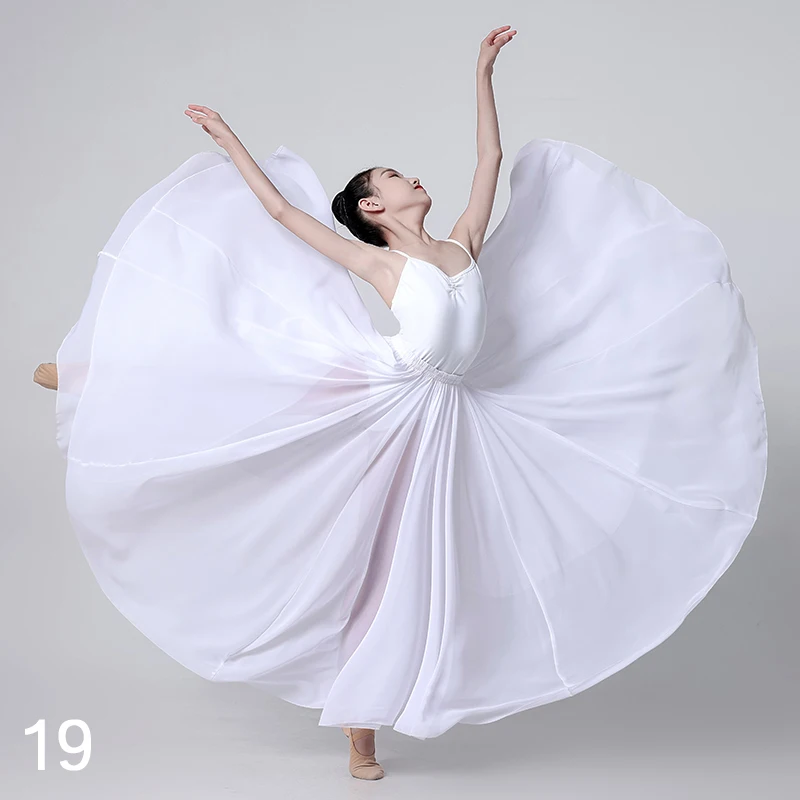 Kid Classical Dance Big Swing Skirt Double Layer Flamenco Dance Skirt Girl Spanish Ballet Practice Dance Performance Costume