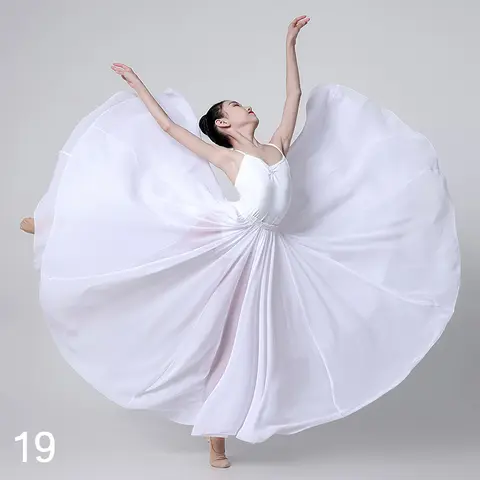 Kid Classical Dance Big Swing Skirt Double Layer Flamenco Dance Skirt Girl Spanish Ballet Practice Dance Performance Costume