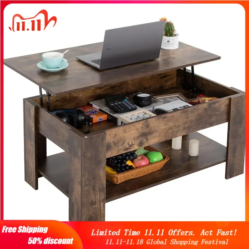 

Coffee Table, Lift Top Coffee Table Wooden Center Tables with Hidden Compartment and Storage Shelf Wooden Lift Tabletop