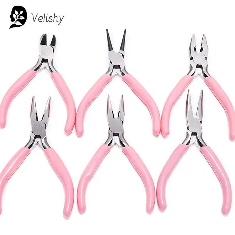 1PC Mini Pliers Diagonal Round Bent Needle Nose Handcraft Beading Insulated Cutter Pliers For Jewelry Making Tools Accessories