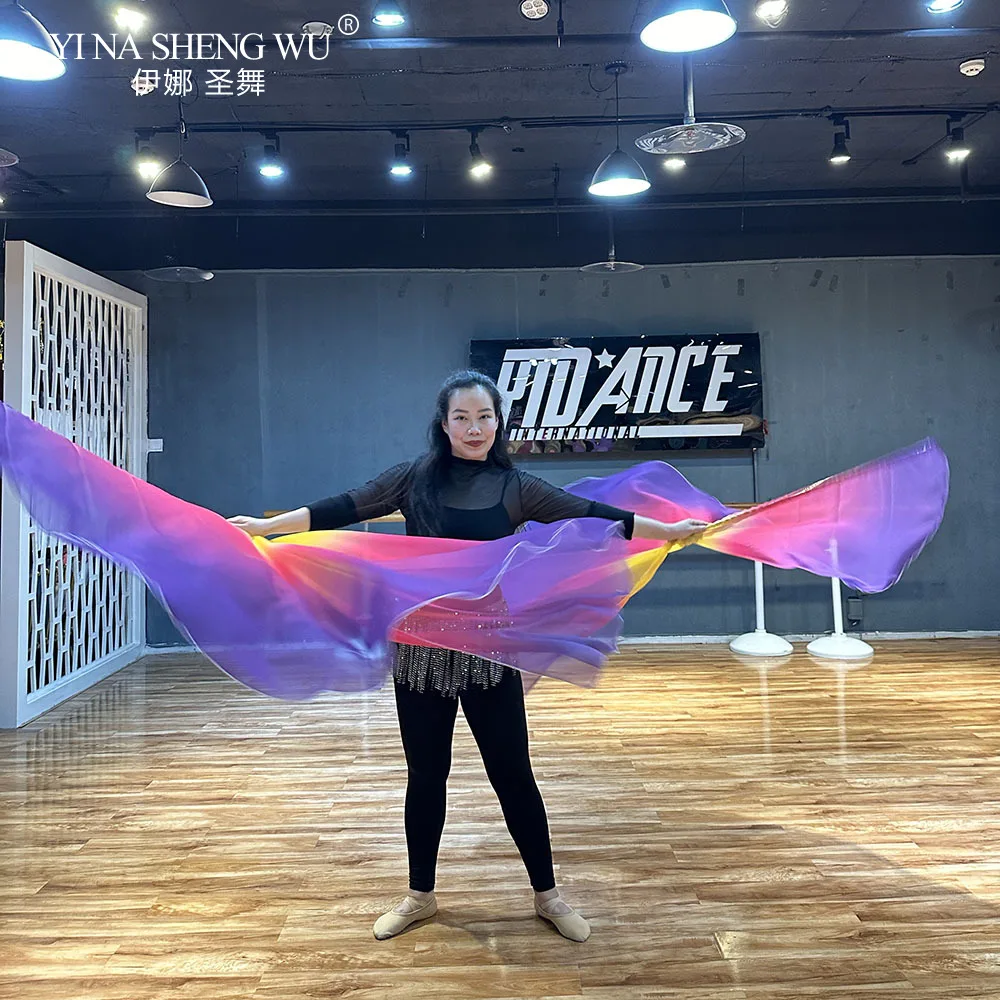 New Style Worship Flag Dance Props Praise Flag Chiffon Gradient Scarf Performance Dance Multicolor Yellow Purple Dance