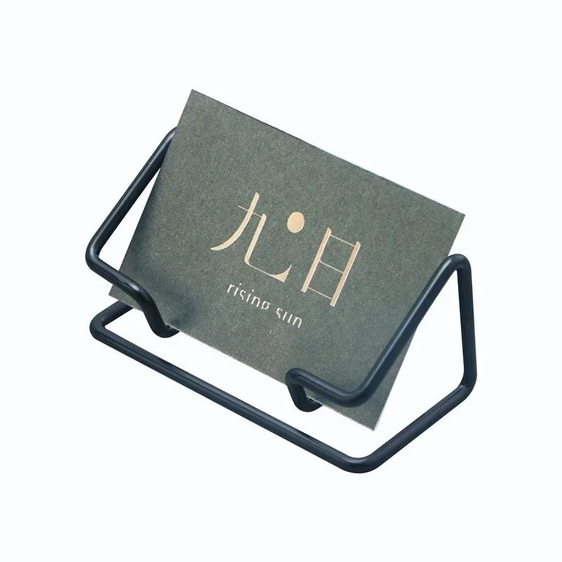 Elegant Metal Business Card Holder - Minimalist Desk Stand for Name Cards, Ideal for Hotel Reception & Office Use