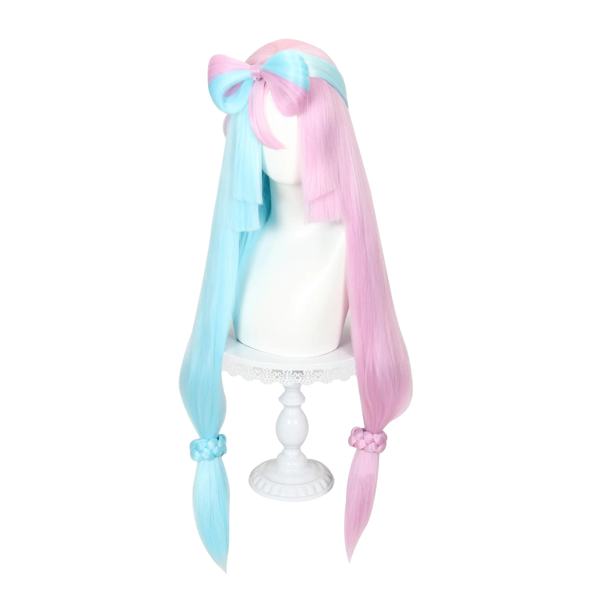 Pokémon Scarlet And Violet, Cosplay-Perücke für Qishu, mehrfarbig, bogenförmig, großes Volumen, virtueller Streamer VTuber