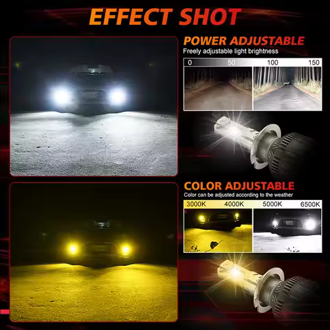 Dualvision H7 LED Headlight AI Bluetooth APP Control Color H4 LED H8 H9 H11 9005 HB3 9006 HB4 H1 Auto Bulbs 3-6.5K LED Fog Light