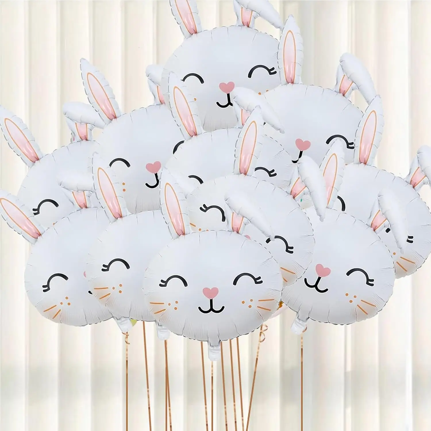 12pcs Rabbit Balloons Easter Foil Balloons Large Bunny Head Balloon Animal Mylar Balloon Decor Easter Theme Party Birthday Party Supplies Decor