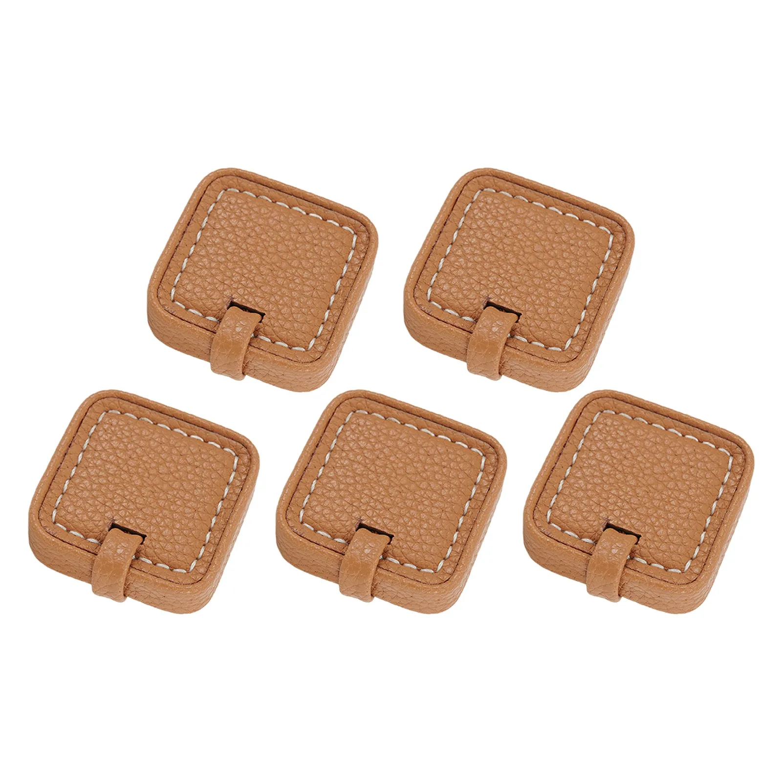 5 Pack Round Leather Drawer Pulls for Cabinets Stylish Leather Handles for Kitchen Bathroom and Closet Furniture