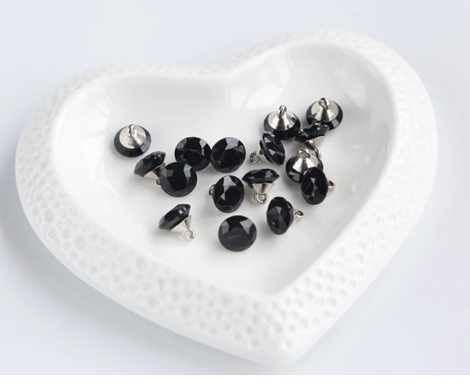 10pcs/lot Size:10mm Black Color Imitation Crystal Buttons Sewing for Shirt Glass Button DIY Scrapbooking (SS-99-1)