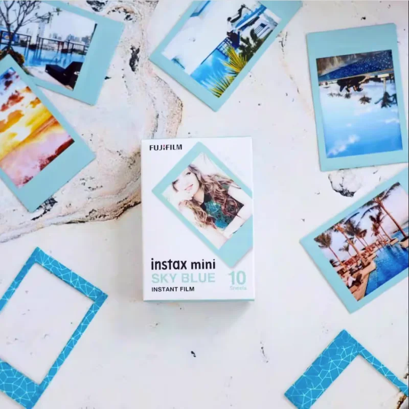 10/20/50 Lembar Kertas Foto Film Mini Instax Biru Langit Fujifilm untuk Fuji Mini 11 12 9 7S 25 26 90 Kamera Instan SP-1 SP-2 EVO 99