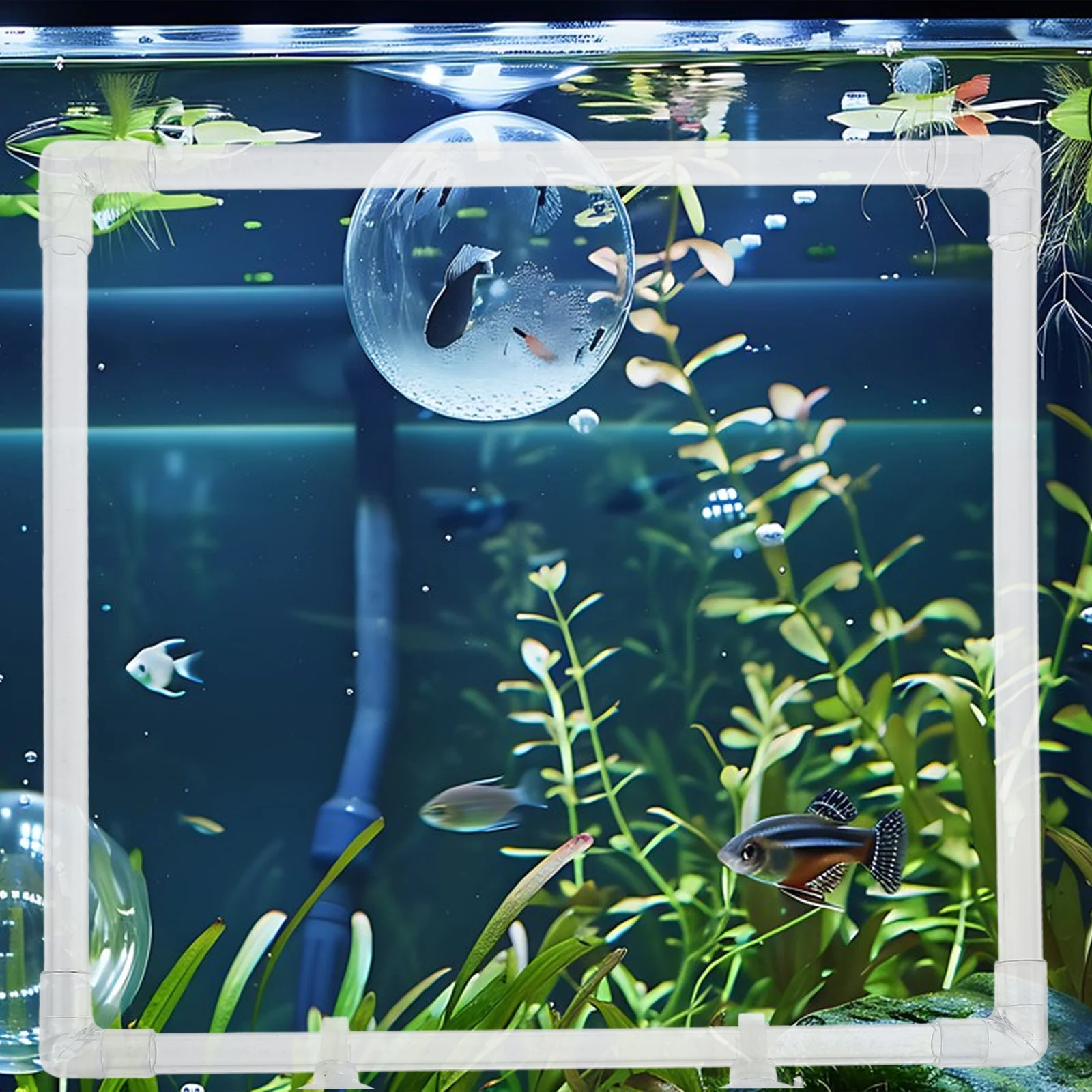 

Fish Feeding Ring Aquarium Transparent Acrylic Square Frame Suction Cup Betta Fish Tank Floating Food Holder Reusable Waste