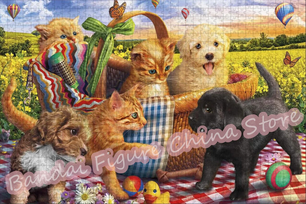 

Lovely Pet Animals Cartoon Print Jigsaw Puzzle 300/500/1000 Pieces Naughty Cats Puzzle Kids Educational Stress Relief Toys Gifts