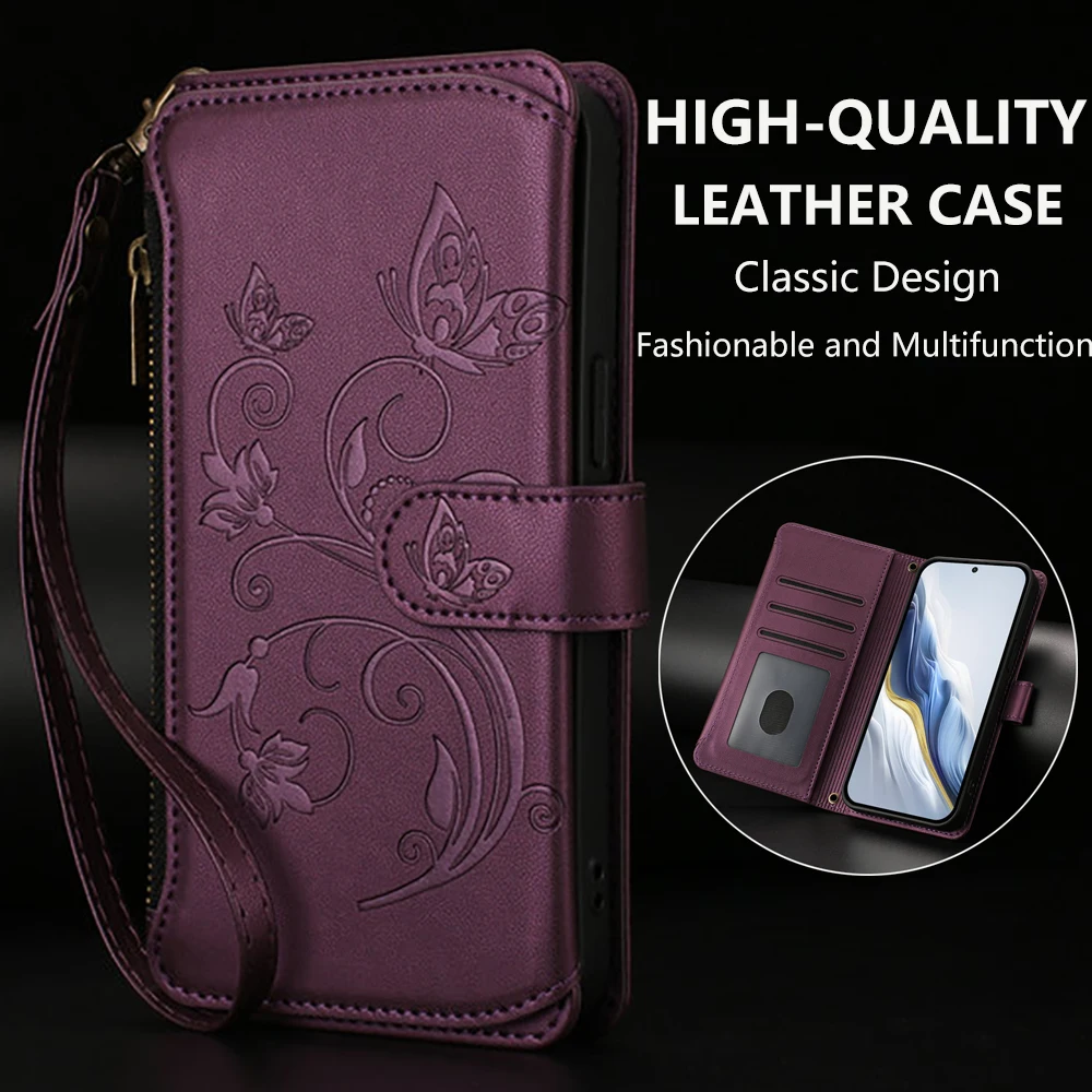 

Pixel 10 Pro XL 5G 2025 Crossbody 5-Card Zipper Leather Funda For Google Pixel 10 Pro Wallet Case Pixel 10 10Pro Luxury Cover