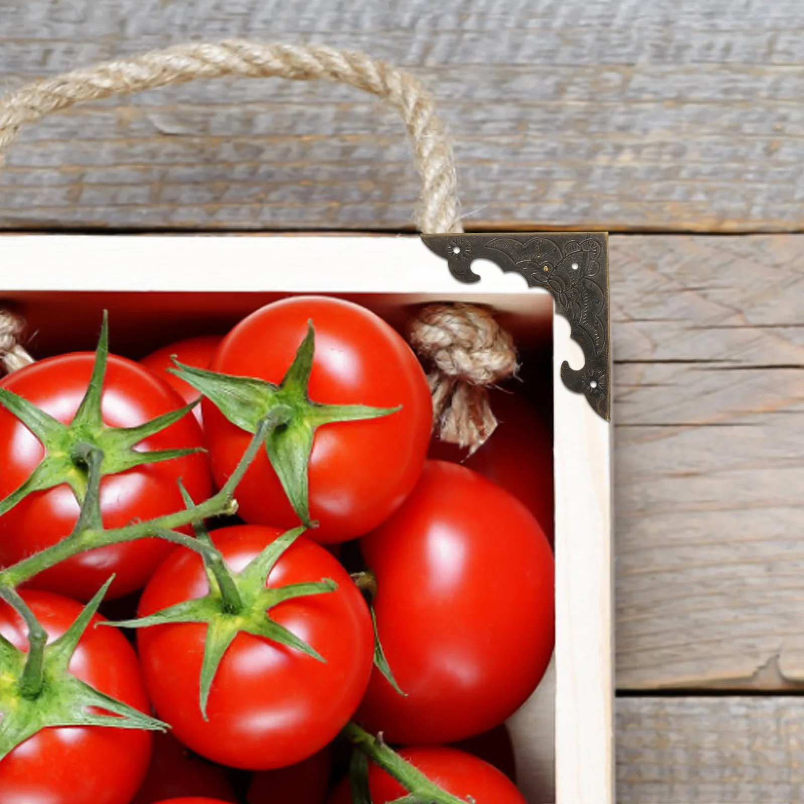 

8pcs Wooden Box Decoration Vintage Metal Corner Protectors Desk Table Guards Light Brown Wood Storage Accessories