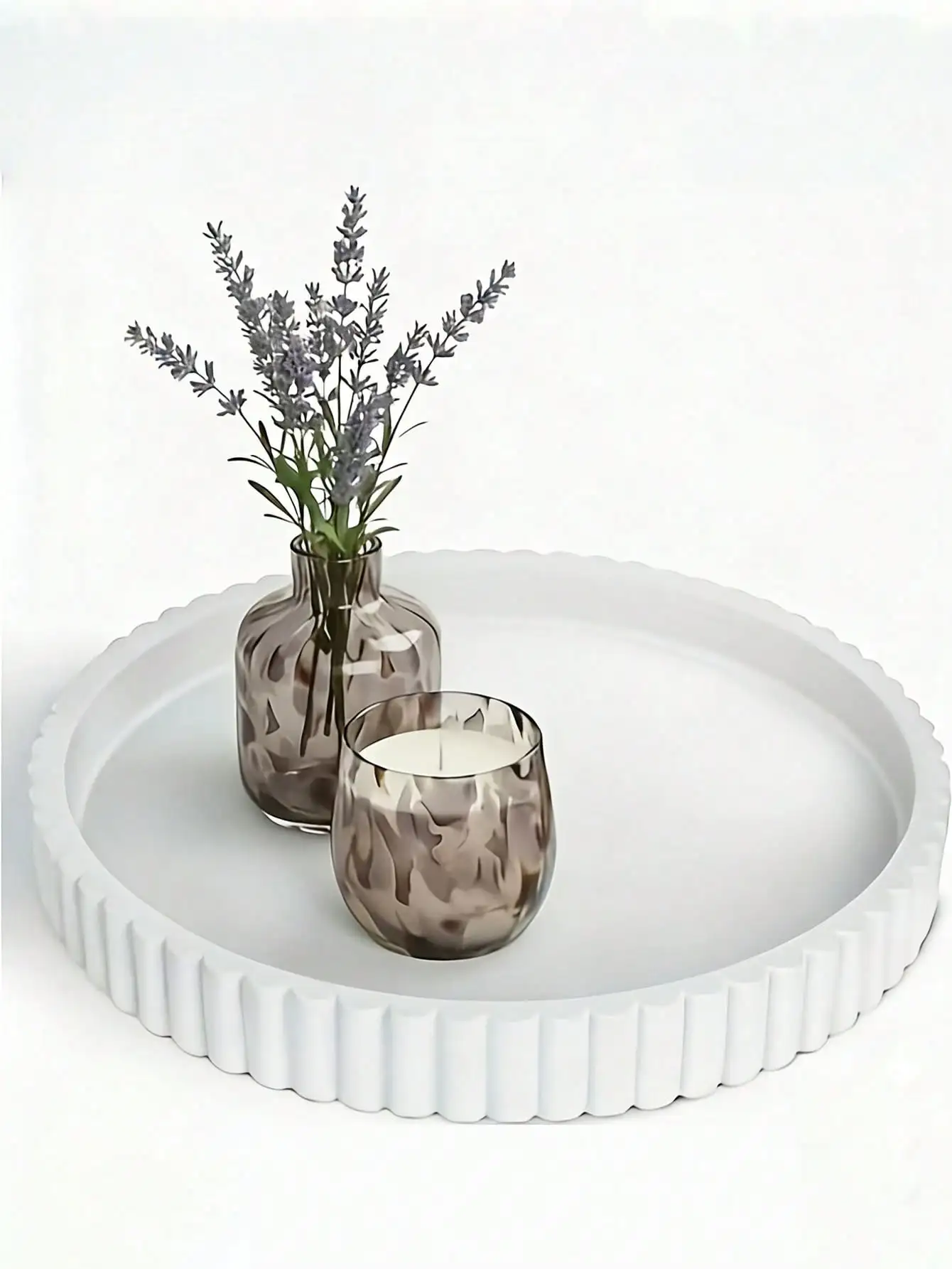 1pc Modern Round Tray, For Coffee Table Decor - Minimalist Design Aesthetic Focal Point, Suitable For Home Decor, Fragrance Display And Fashion Central Decorative Items, Coffee Bar Decor (Non-Food Contact)