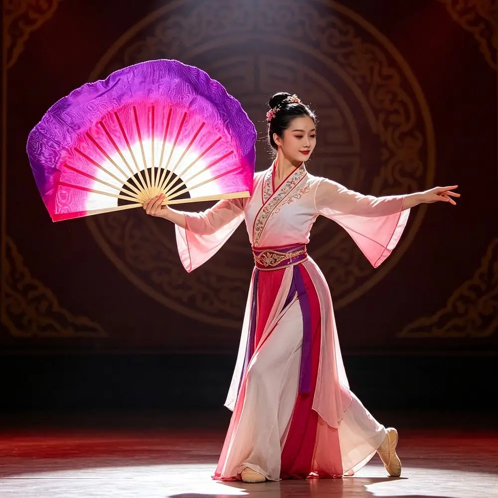31cm Bamboo Chinese Short Bellydance Fan 10/20cm Half Circle Silk 10 Styles Children Bamboo Fans Colorful Hand Dye Adults Fan