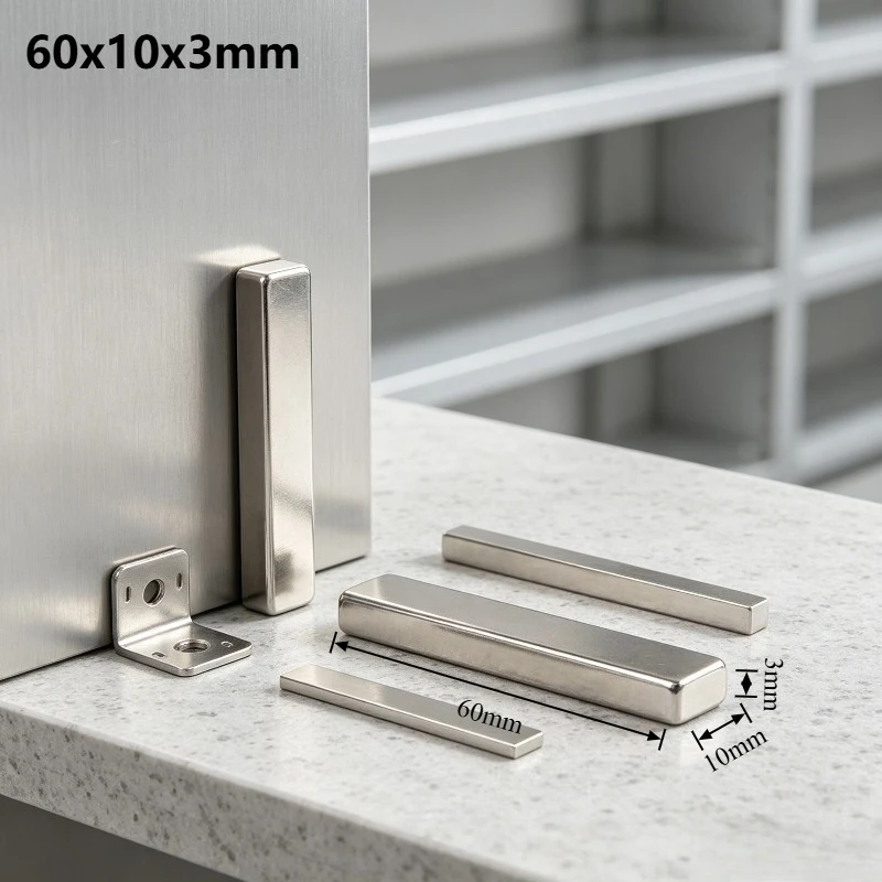 60x10x3mm Rectangular Strip Neodymium NdFeB Magnet for DIY Home Decor Fridge Industrial Crafts