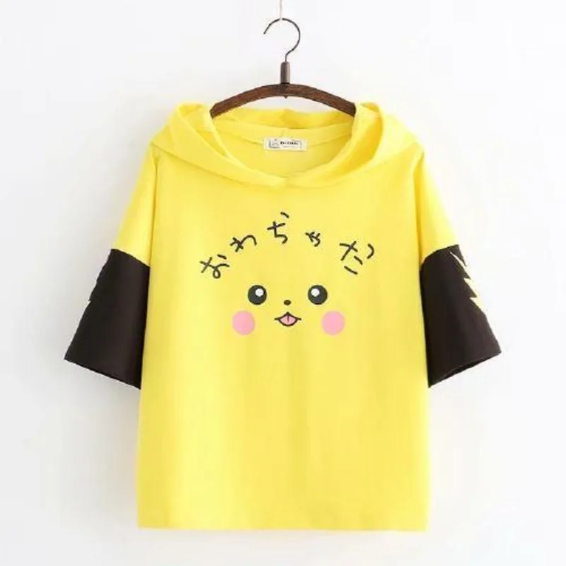 2024 New Cartoon Pikachu Hoodie Student Summer Casual Mobility Tops Adult Personalised Streetwear Pullover Halloween Costume