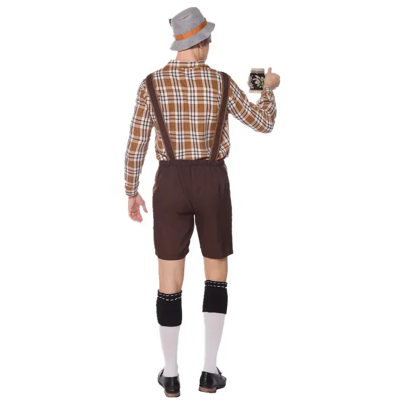 Niemcy Oktoberfest Suspender Lederhosen Shirt Hat Outfit Costume Bavaria Beer Festival Halloween Fancy Dress