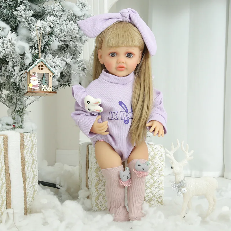 55cm Lifelike Silicone Reborn Dolls Soft Body Vinyl Doll Girl  Baby lifelike Reborn Baby Girl Doll Silicone Realistic Doll Toys