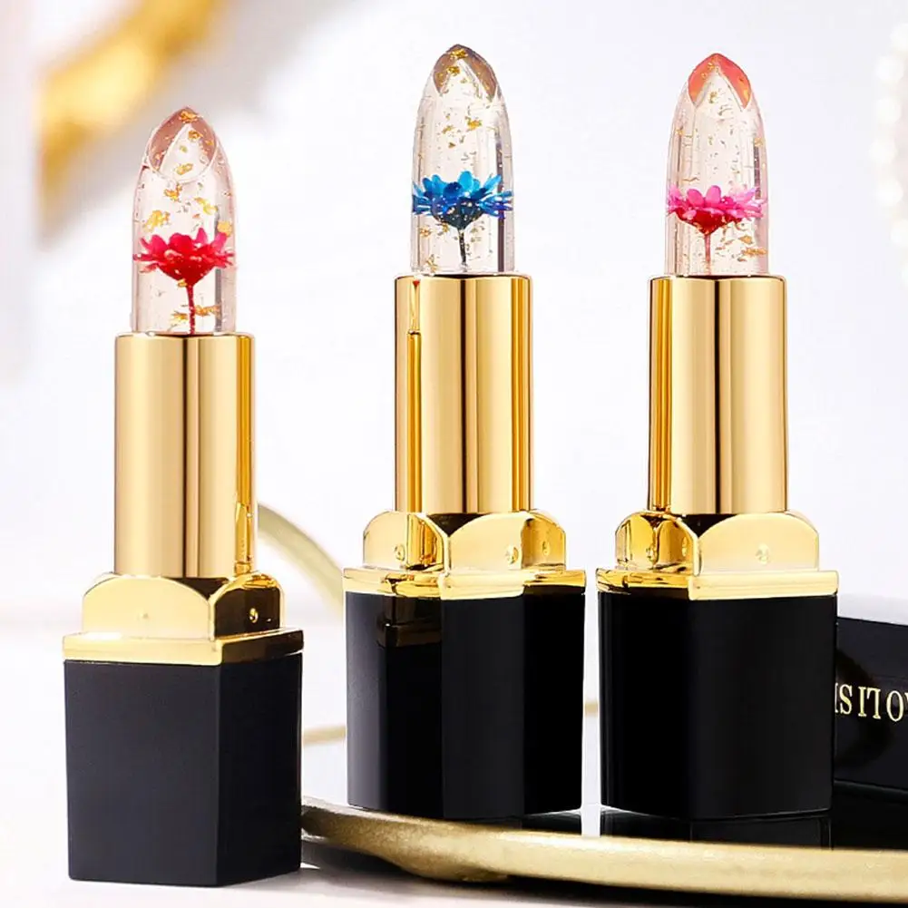 Nuevas flores gradiente jalea lápiz labial creativo señoras labio película hidratante duradera bálsamo para la pérdida de color hidratante coreano T4X4