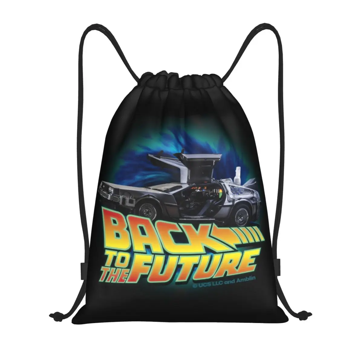 Delorean In Time Back To The Future Drawstring Backpack Women Men Sport Gym Sackpack Foldable Training Bag Sack