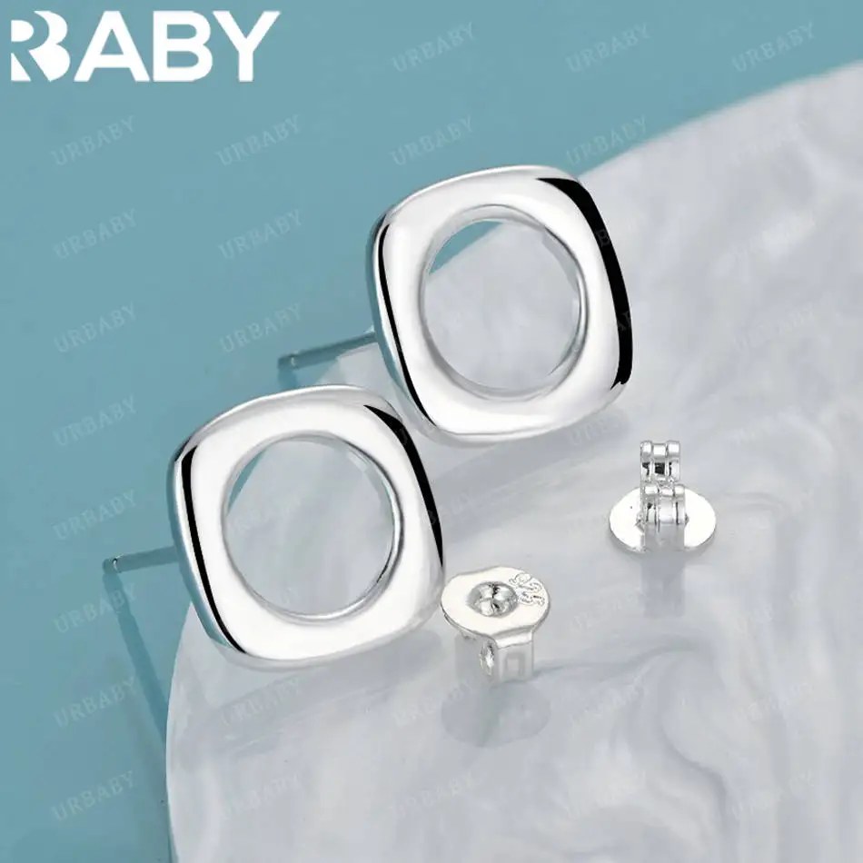 

URBABY 925 Sterling Silver Square Stud Earrings Charm Trend Birthday Gifts Fashion Party Fine Jewelry