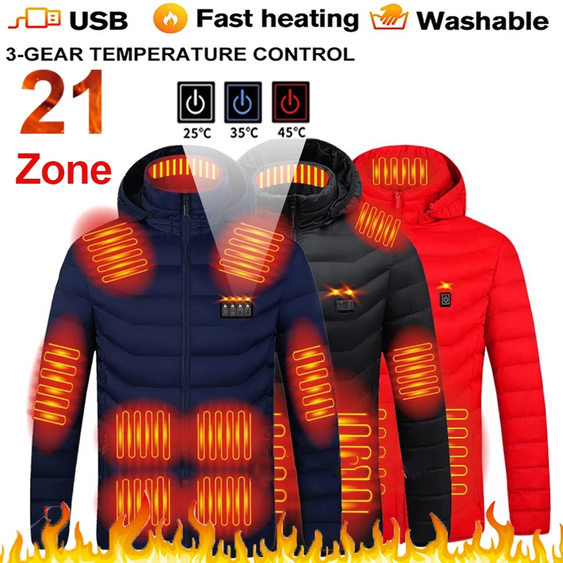 

21 Areas Heated Jacket For Men Heated Jacket For Women Heating Vest Winter Warm USB Heating Jacket Coat Smart Heated Clothing