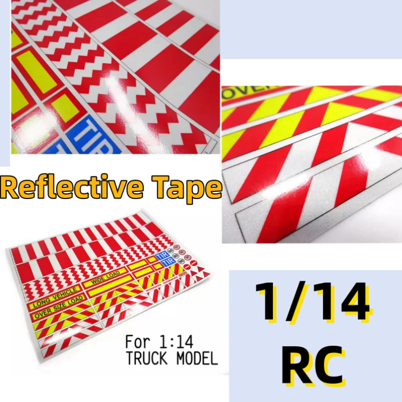 Reflective Warning Strip Decorative Sticker for 1/14 Tamiya RC Truck Trailer Tipper for Scania  Benz Actros Volvo Car Diy Parts