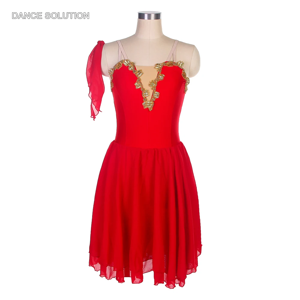 

Red Sleeveless Ballet Tutu Dress Camisole Bodies with Chiffon Skirt Romantic Ballet Tutu Stage Costumes for Girls & Women 18087