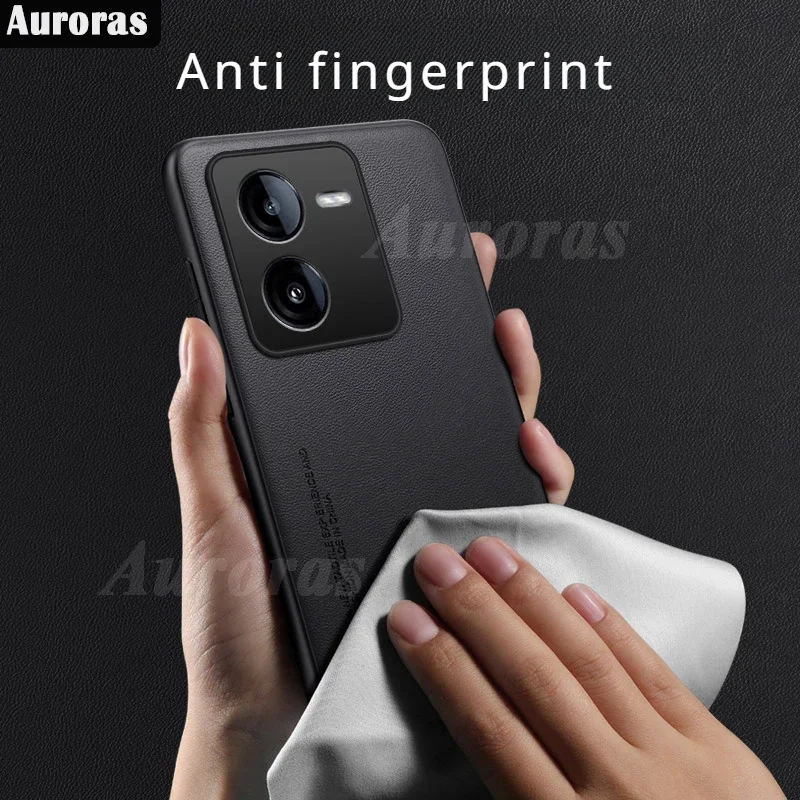 Skinlee For IQOO Z9 5G Z9X 5G Case Solid Color Leather Soft Border Shockproof Cover For IQOO Z9 Turbo Back Casing