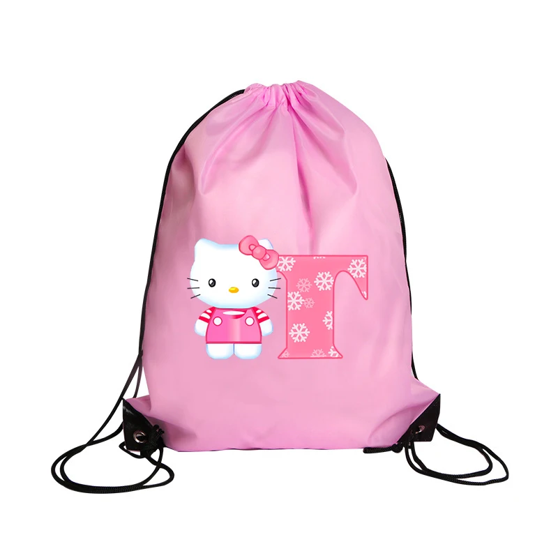 Hello Kitty Sanrio Torba ze sznurkiem Różowe torby do przechowywania liter Przenośny organizer na ubrania o dużej pojemności Plecak sportowy do