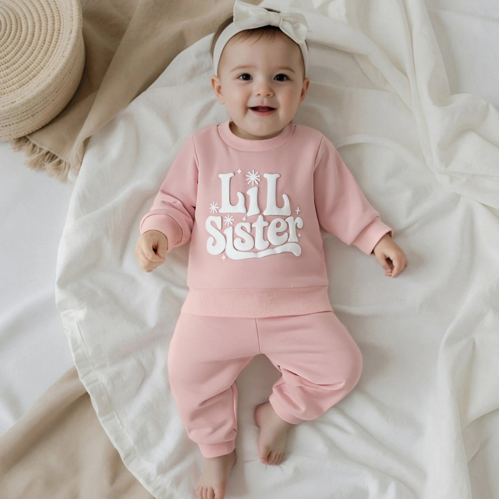 

Одежда для малышей, милые комплекты одежды из 2 предметов для девочек, топы с круглым вырезом и длинными рукавами с буквенным принтом и штаны с эластичной резинкой на талии, комплект одежды