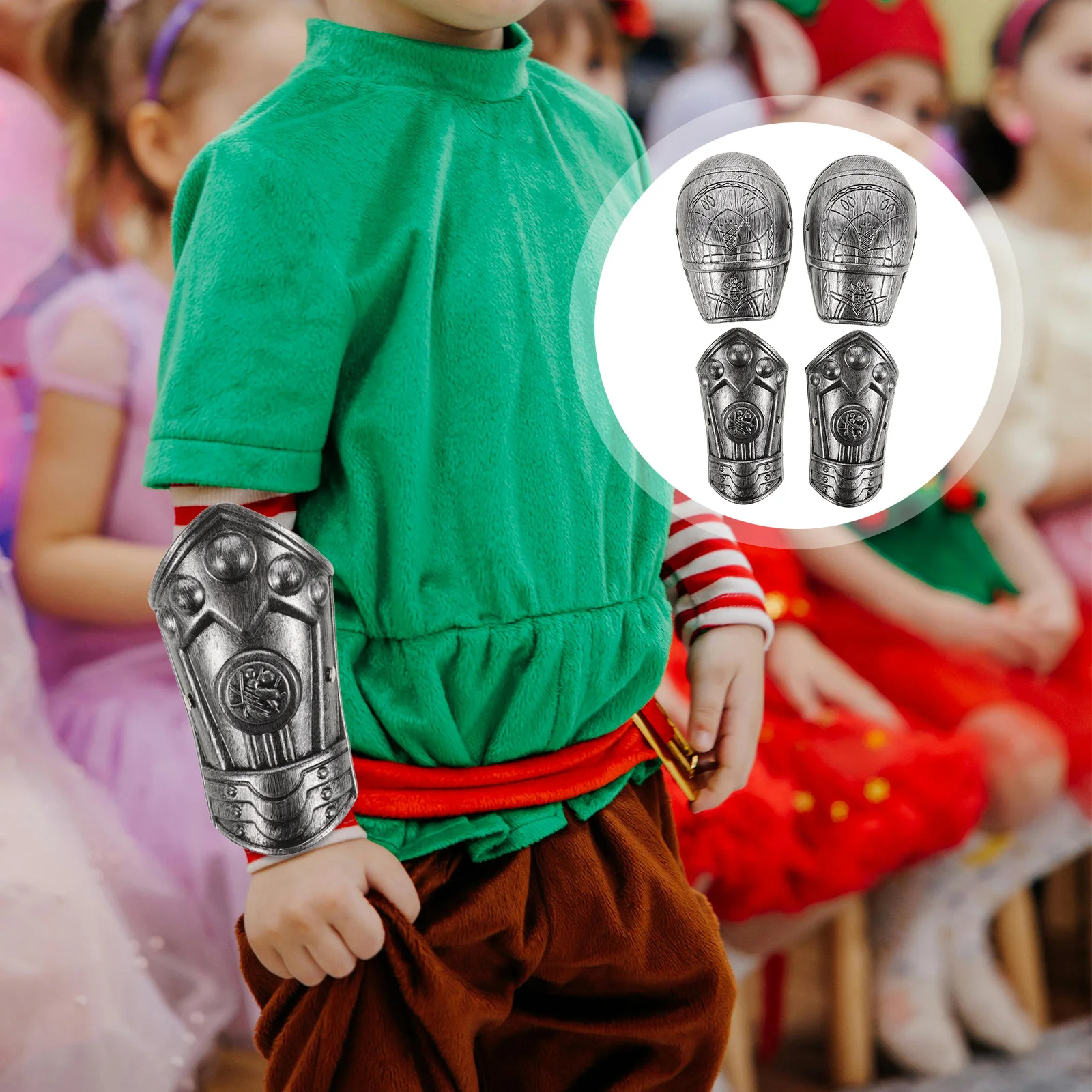 

1Set Children Armour Costume Accessory Polished Plastic Arm Plate Shoulder Plate for Medieval Roman Cosplay Party