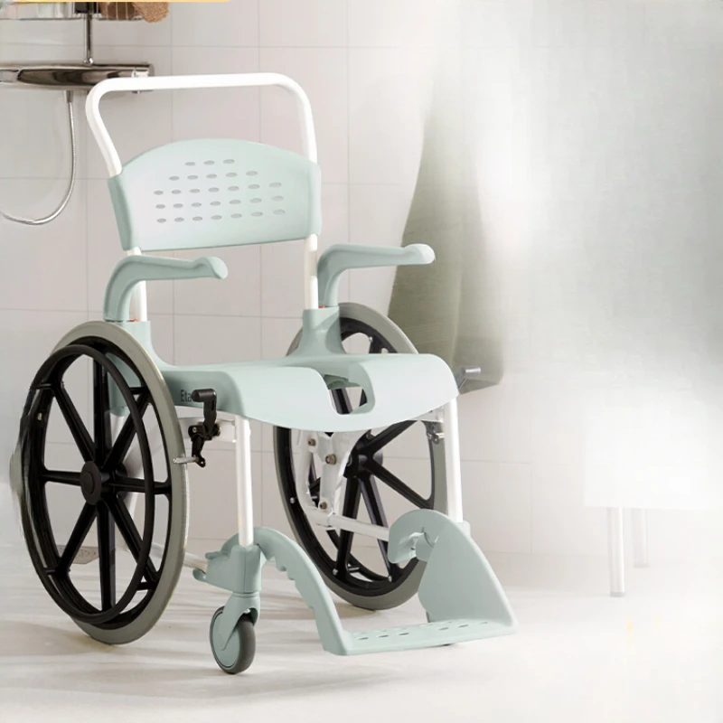 

Self pushing multifunctional chair for elderly bathing, toilet seat, bathroom shower wheel, movable